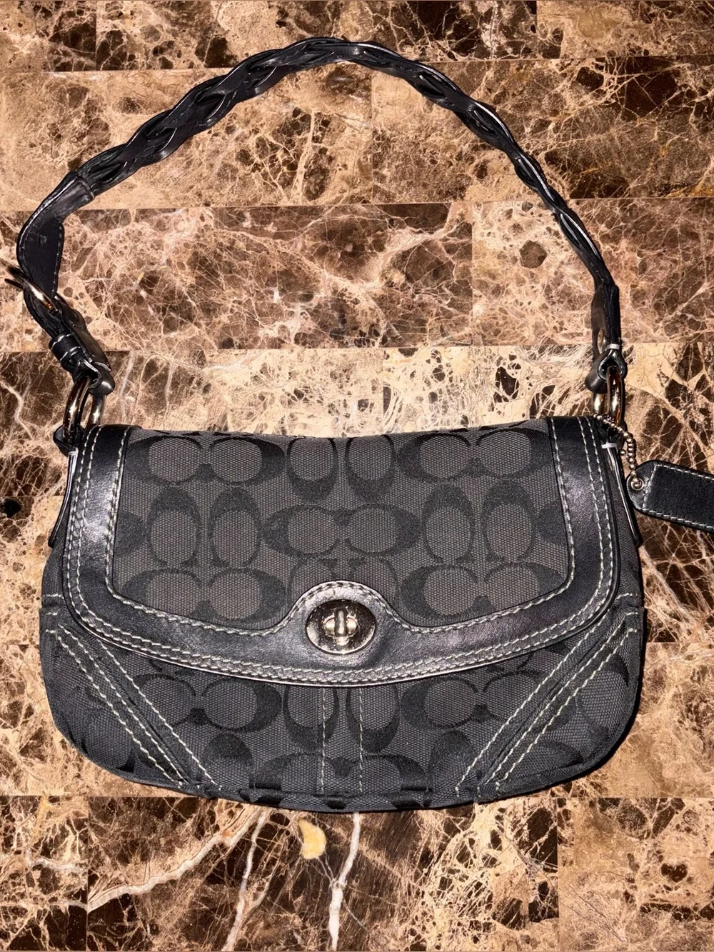 Y2K Coach Chelsea Signature Flap Braided Shoulder Bag